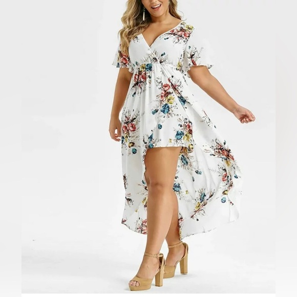 Speechless Pants - LOTS OF LOVE Women Short Sleeve Bell Sleeve High Low Maxi Dress Size L NWT